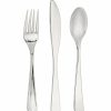 Solid Color Tableware * | Creative Converting Silver Assorted Plastic Cutlery, 24 Ct