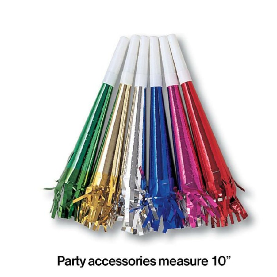 General Decorations * | Creative Converting Assorted Foil Party Horns With Fringe, 8 Ct General Decorations