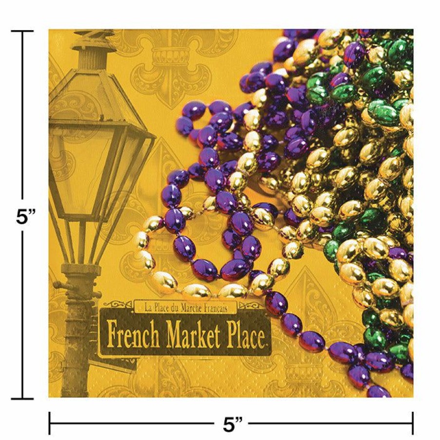 Holidays * | Creative Converting Mardi Gras Party Decorations Masks Of Mardi Gras Beverage Napkins, 16 Ct