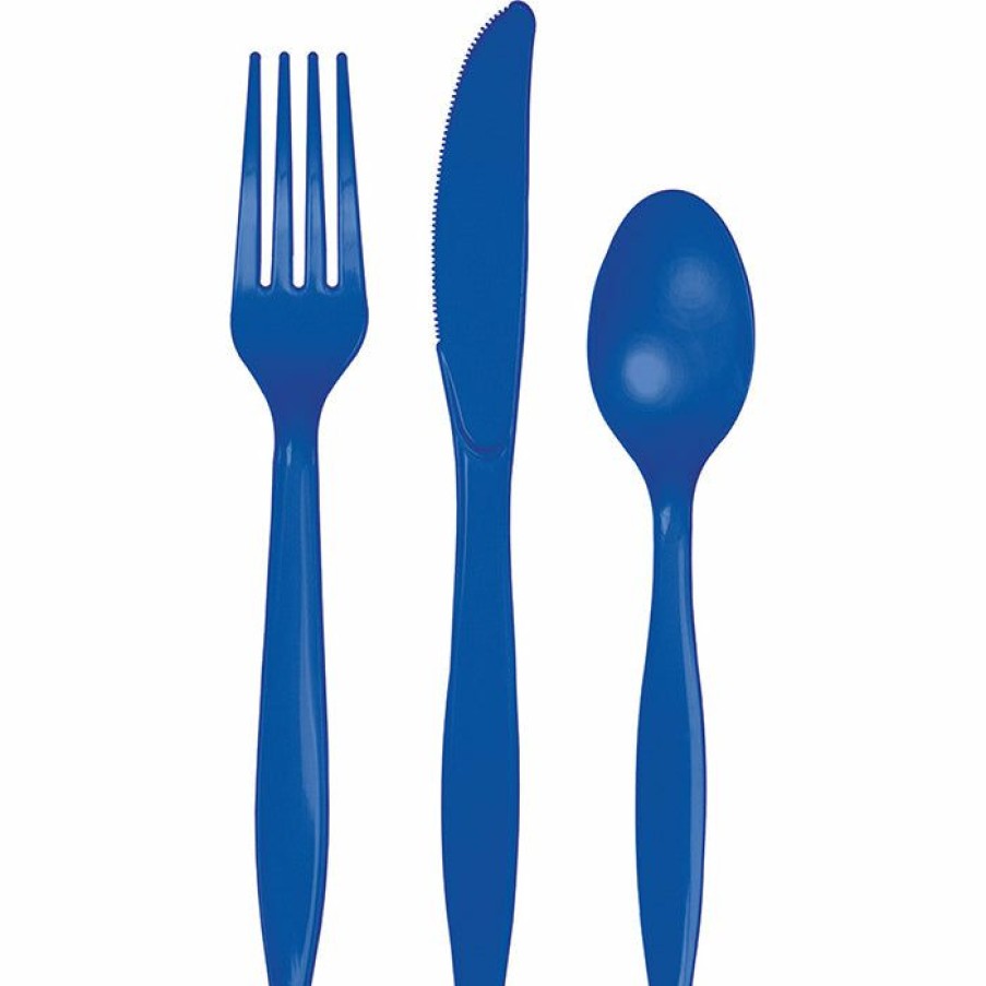 Solid Color Tableware * | Creative Converting Cobalt Blue Blue Assorted Cultery, 18 Ct Solid Color Tableware