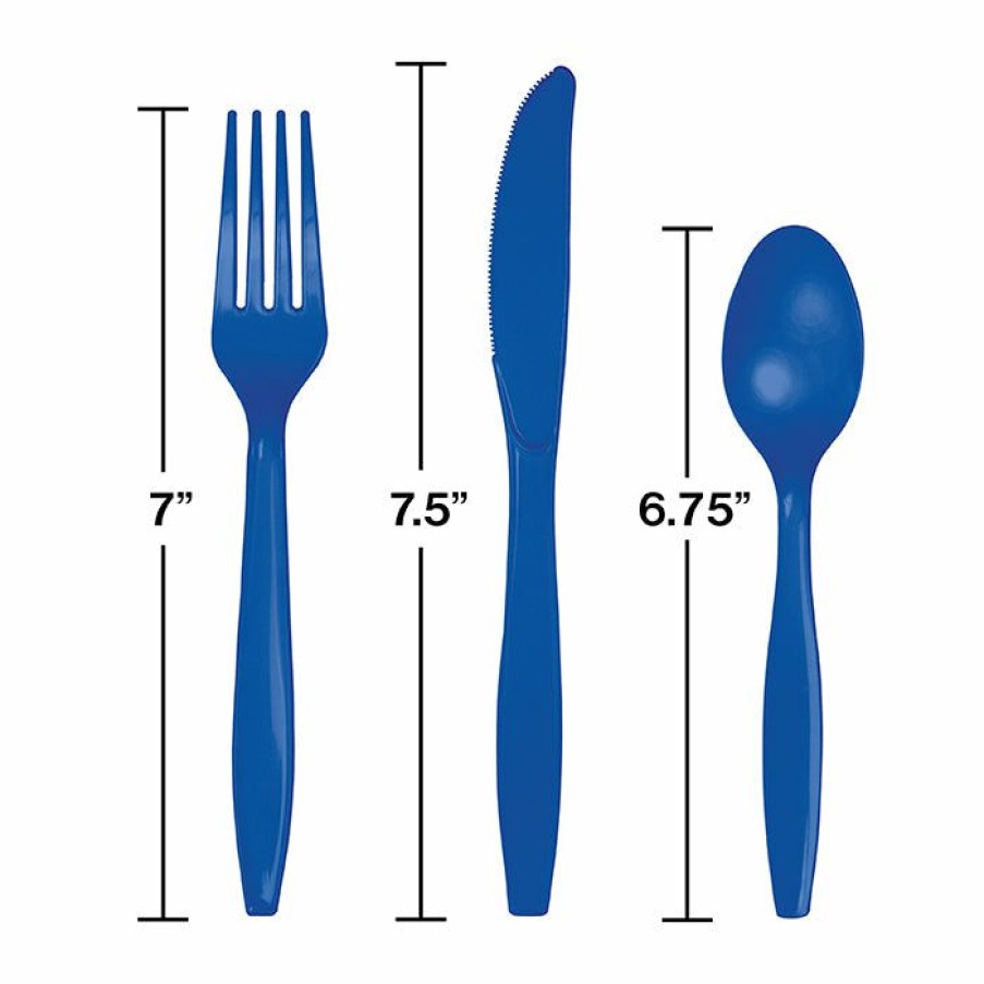 Solid Color Tableware * | Creative Converting Cobalt Blue Blue Assorted Cultery, 18 Ct Solid Color Tableware