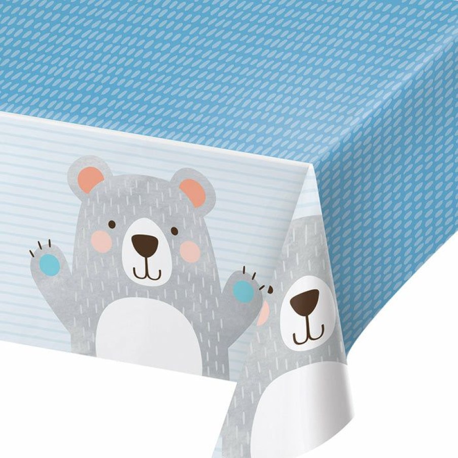 Birthdays * | Creative Converting 1St Birthday Party Themes Birthday Bear Plastic Tablecover All Over Print, 54 X 102