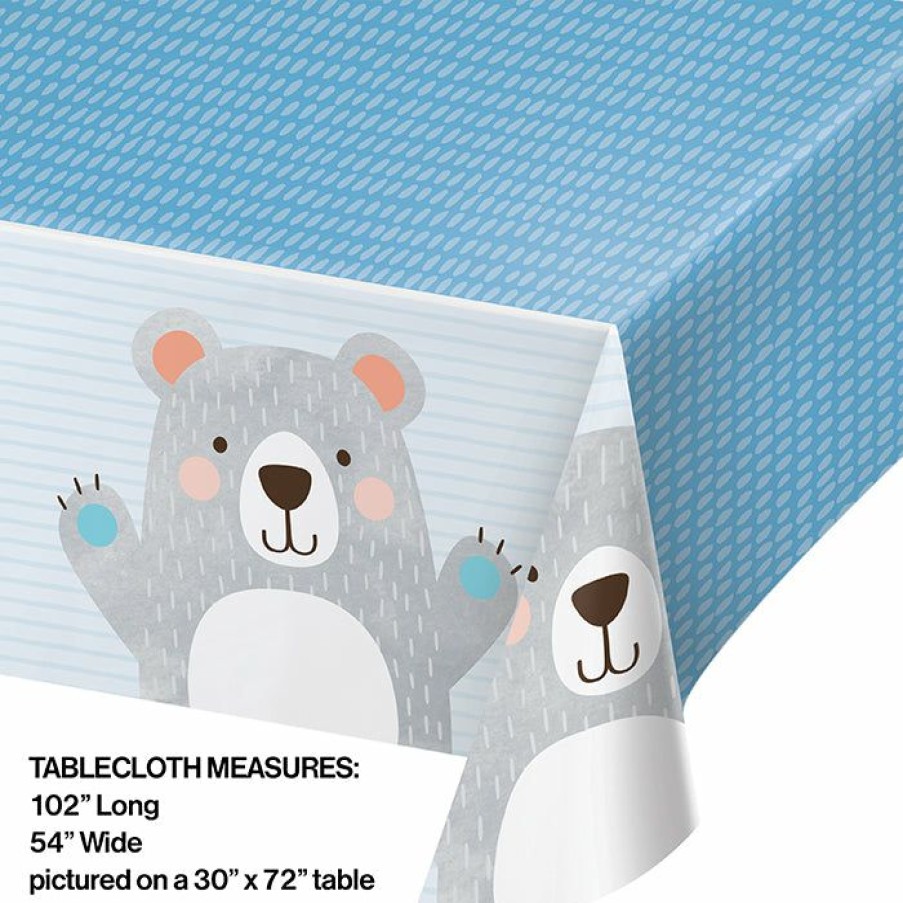 Birthdays * | Creative Converting 1St Birthday Party Themes Birthday Bear Plastic Tablecover All Over Print, 54 X 102