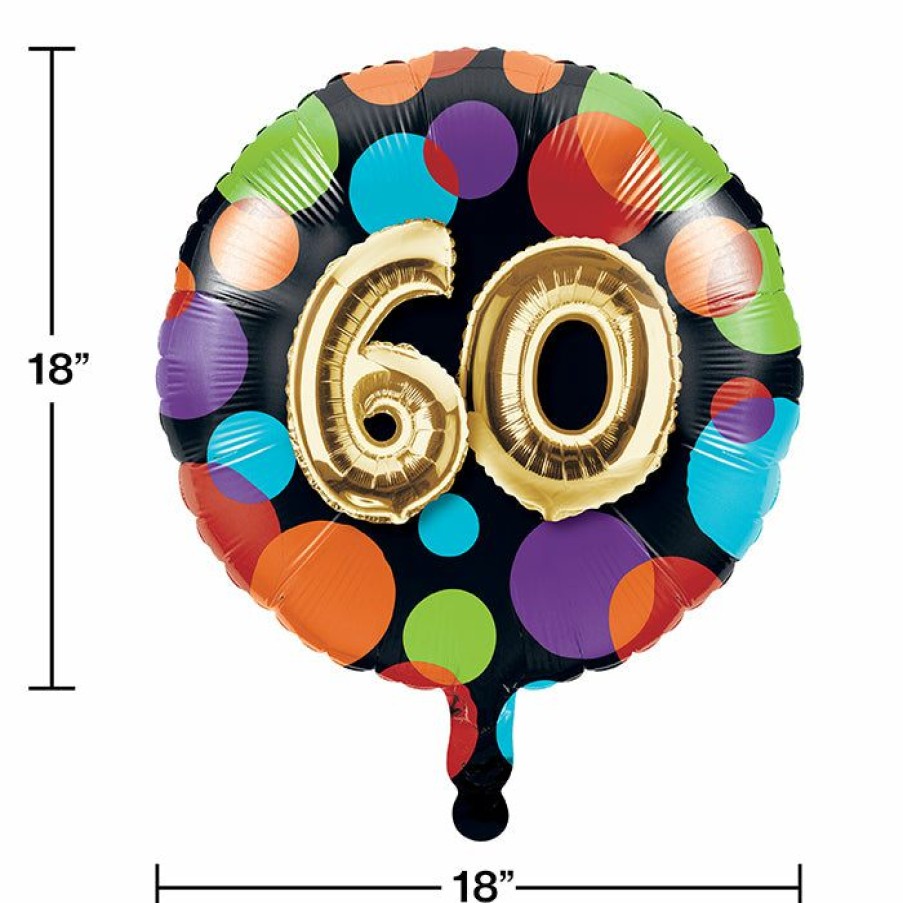 Birthdays * | Creative Converting Adult Birthday Party Themes Balloon Birthday Metallic Balloon 18 , 60 (Case Pack Of 10)