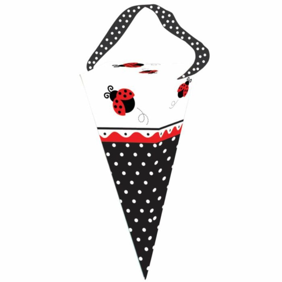 Birthdays * | Creative Converting Ladybug Fancy Favor Boxes, Cone Shaped With Handle (72/Case) Kids Birthday Party Themes