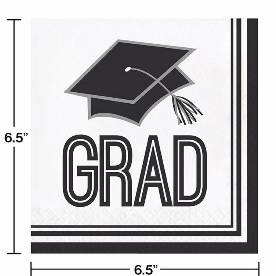 Graduation Party Supplies * | Creative Converting Graduation School Spirit White Napkins, 36 Ct Graduation Party Supplies