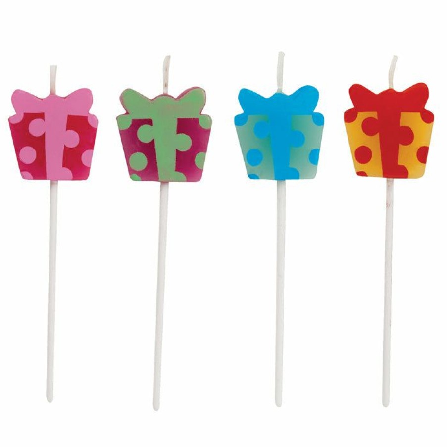 Birthdays * | Creative Converting Birthday Party Candles Present Shaped Pick Candles, 4 Ct