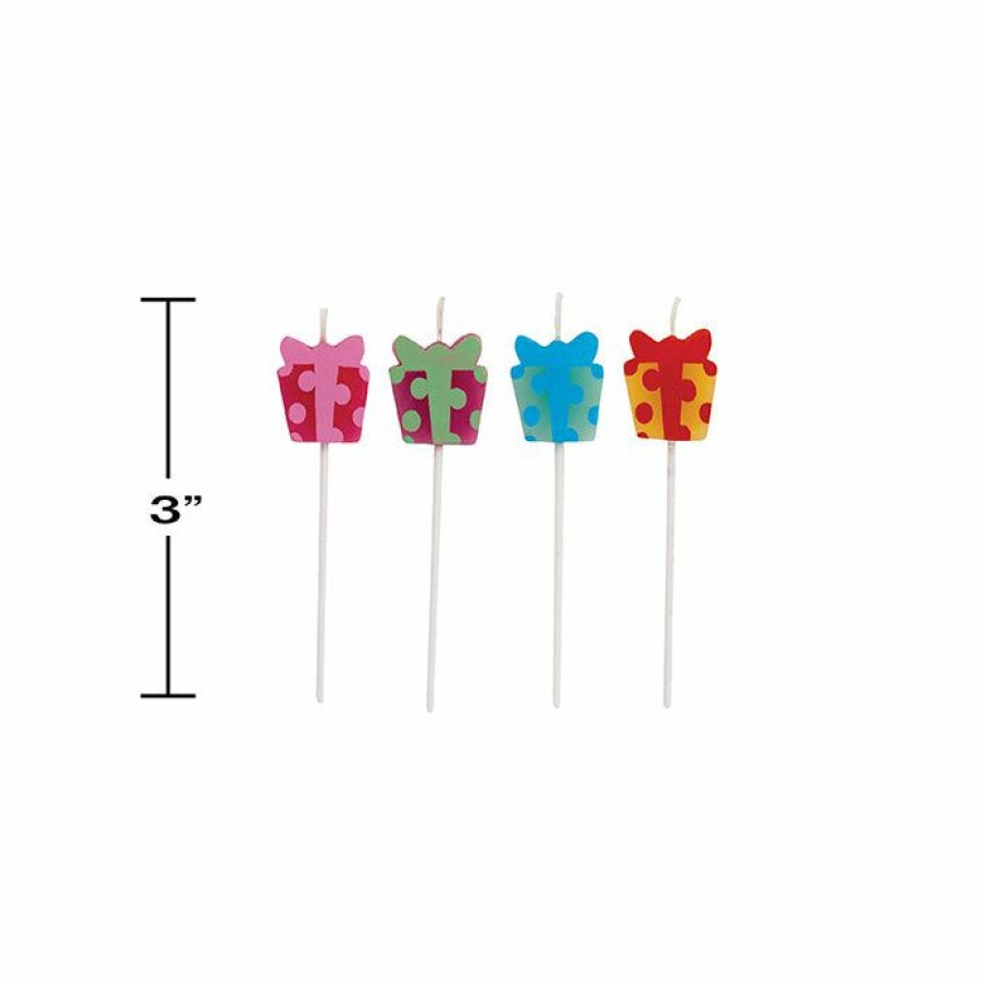 Birthdays * | Creative Converting Birthday Party Candles Present Shaped Pick Candles, 4 Ct