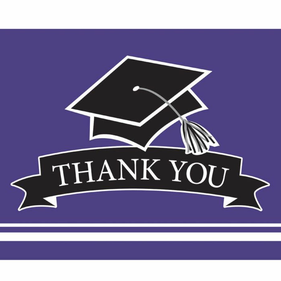 Graduation Party Supplies * | Creative Converting Graduation Party Supplies Graduation School Spirit Purple Thank You Notes, 25 Ct