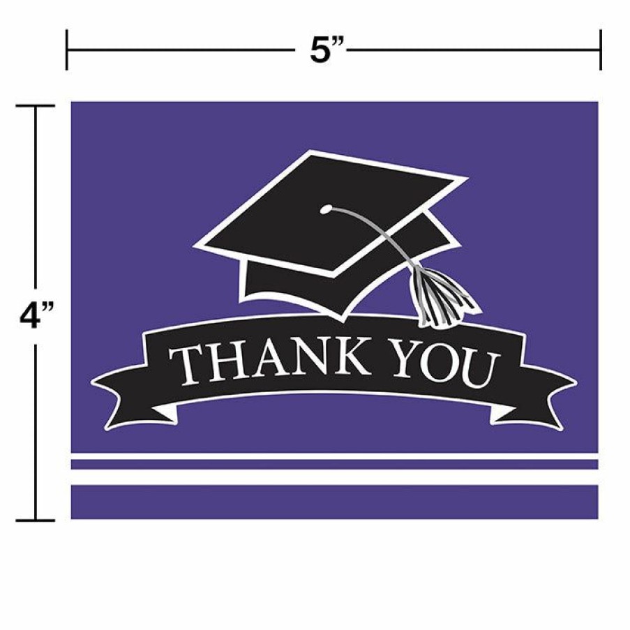 Graduation Party Supplies * | Creative Converting Graduation Party Supplies Graduation School Spirit Purple Thank You Notes, 25 Ct