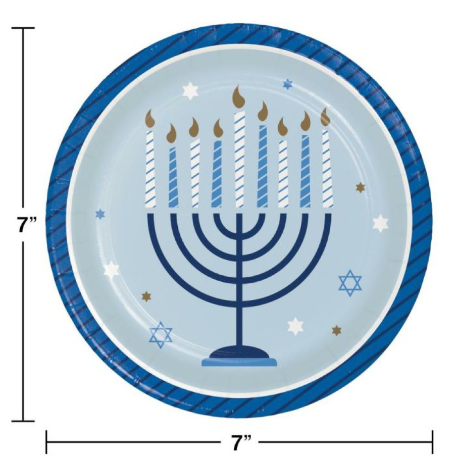 Holidays * | Creative Converting Hanukkah Celebration Dessert Party Plates 8 Ct Hanukkah Decorations