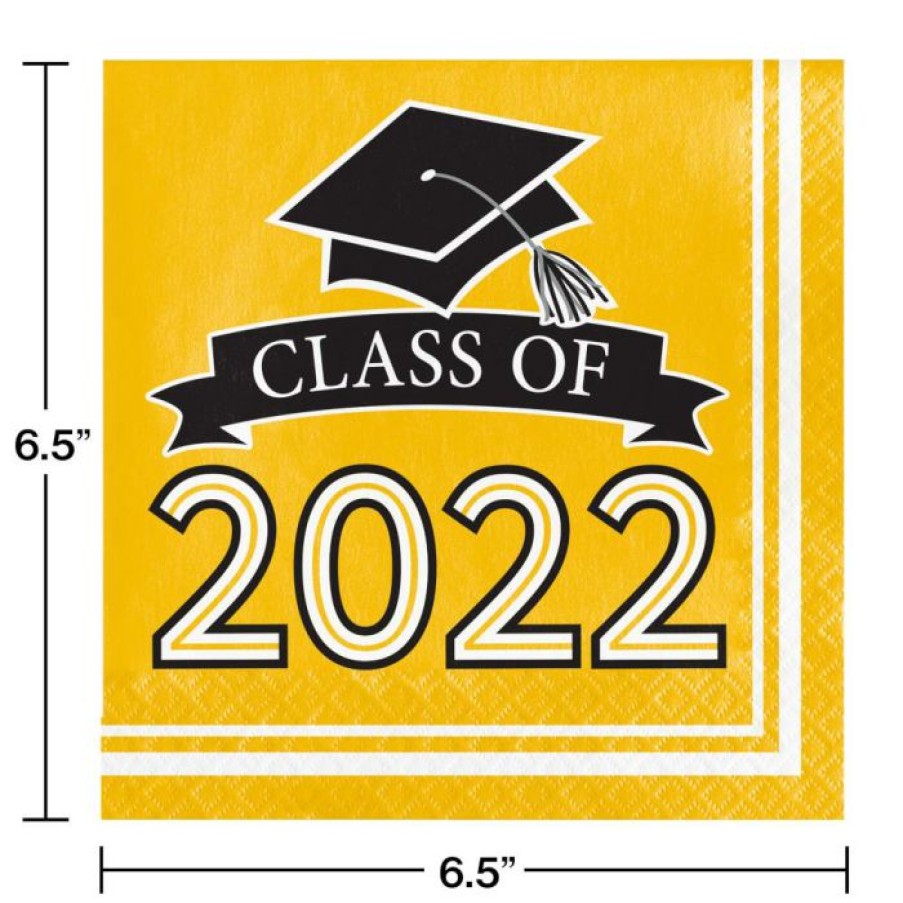 Graduation Party Supplies * | Creative Converting Yellow Class Of 2022 Luncheon Napkins, 36Ct Graduation Party Supplies