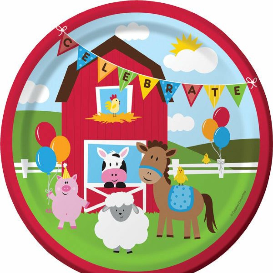 Birthdays * | Creative Converting Farm Fun Paper Plates, 8 Ct