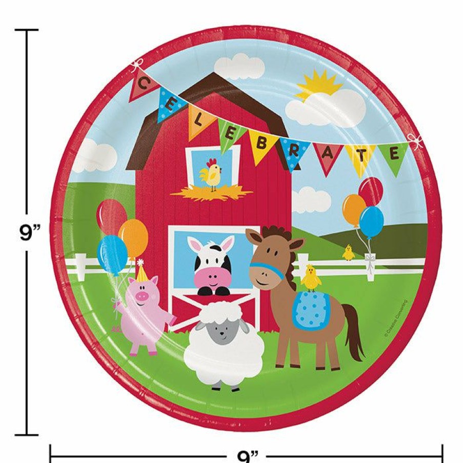 Birthdays * | Creative Converting Farm Fun Paper Plates, 8 Ct