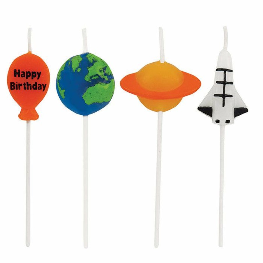 Birthdays * | Creative Converting Birthday Party Candles Space Blast Pick Candles, 4 Ct