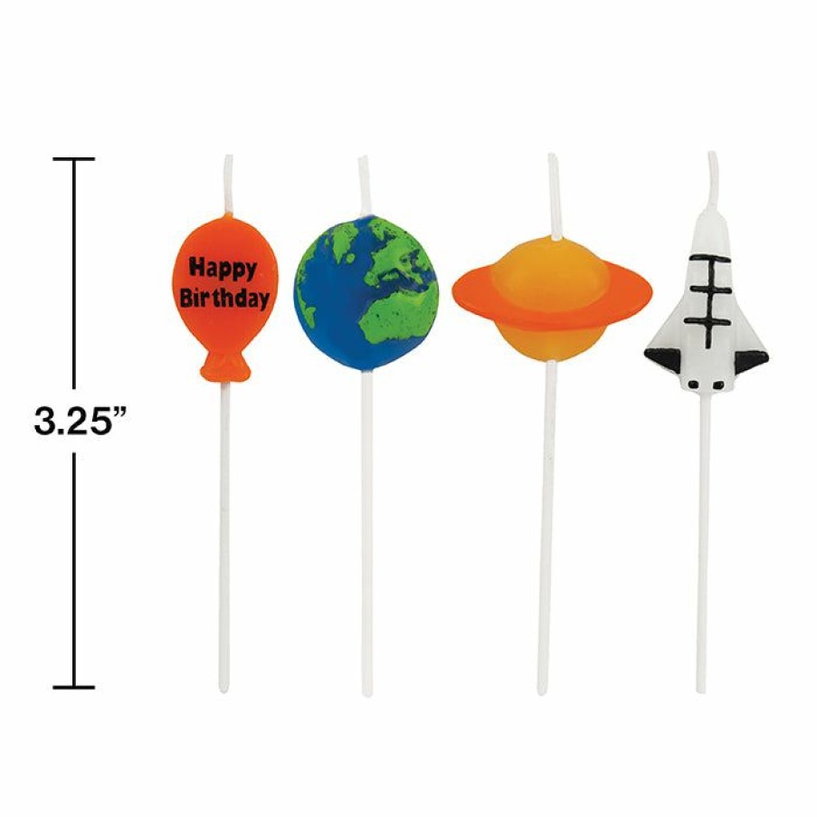 Birthdays * | Creative Converting Birthday Party Candles Space Blast Pick Candles, 4 Ct