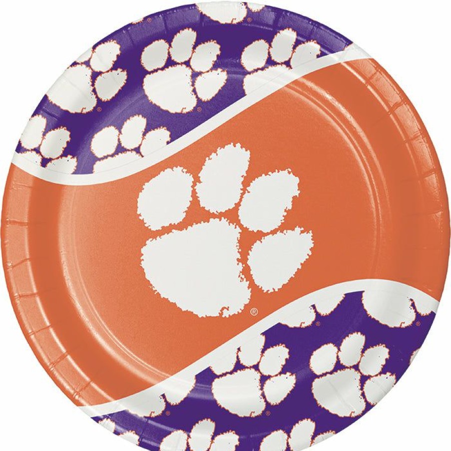 Sports * | Creative Converting Clemson University Paper Plates, 8 Ct Ncaa College Themed Party Decorations