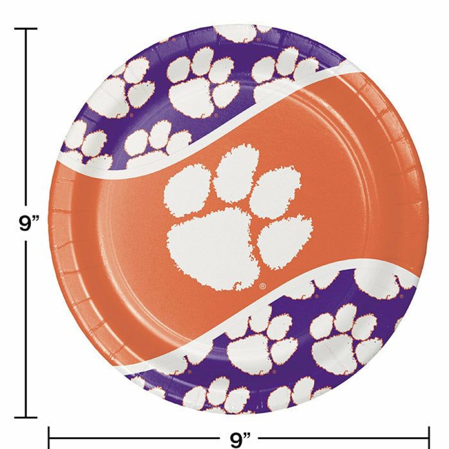 Sports * | Creative Converting Clemson University Paper Plates, 8 Ct Ncaa College Themed Party Decorations