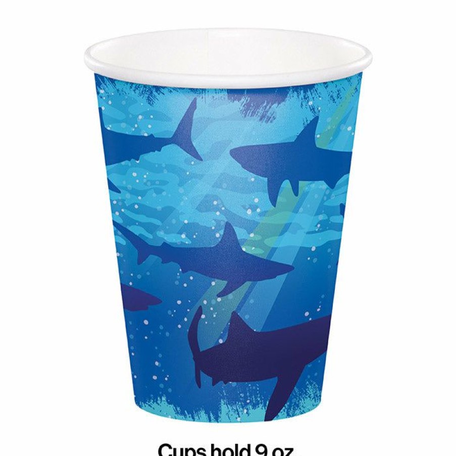 Birthdays * | Creative Converting Shark Splash Hot/Cold Paper Paper Cups 9 Oz., 8 Ct Kids Birthday Party Themes