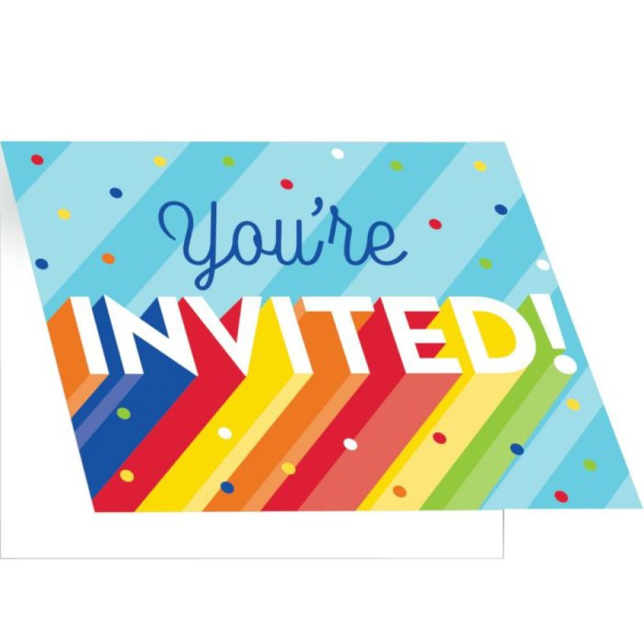 Graduation Party Supplies * | Creative Converting Graduation Party Supplies Rainbow Grad Invitation, Foldover (8/Pkg)