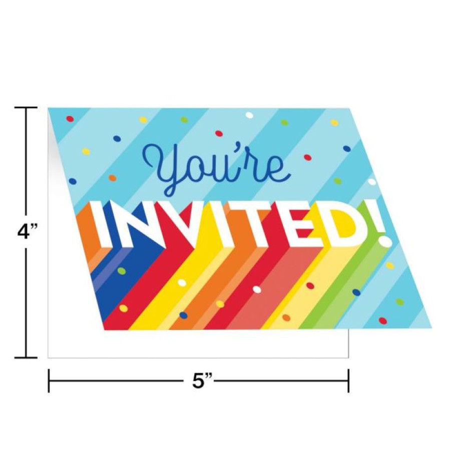 Graduation Party Supplies * | Creative Converting Graduation Party Supplies Rainbow Grad Invitation, Foldover (8/Pkg)