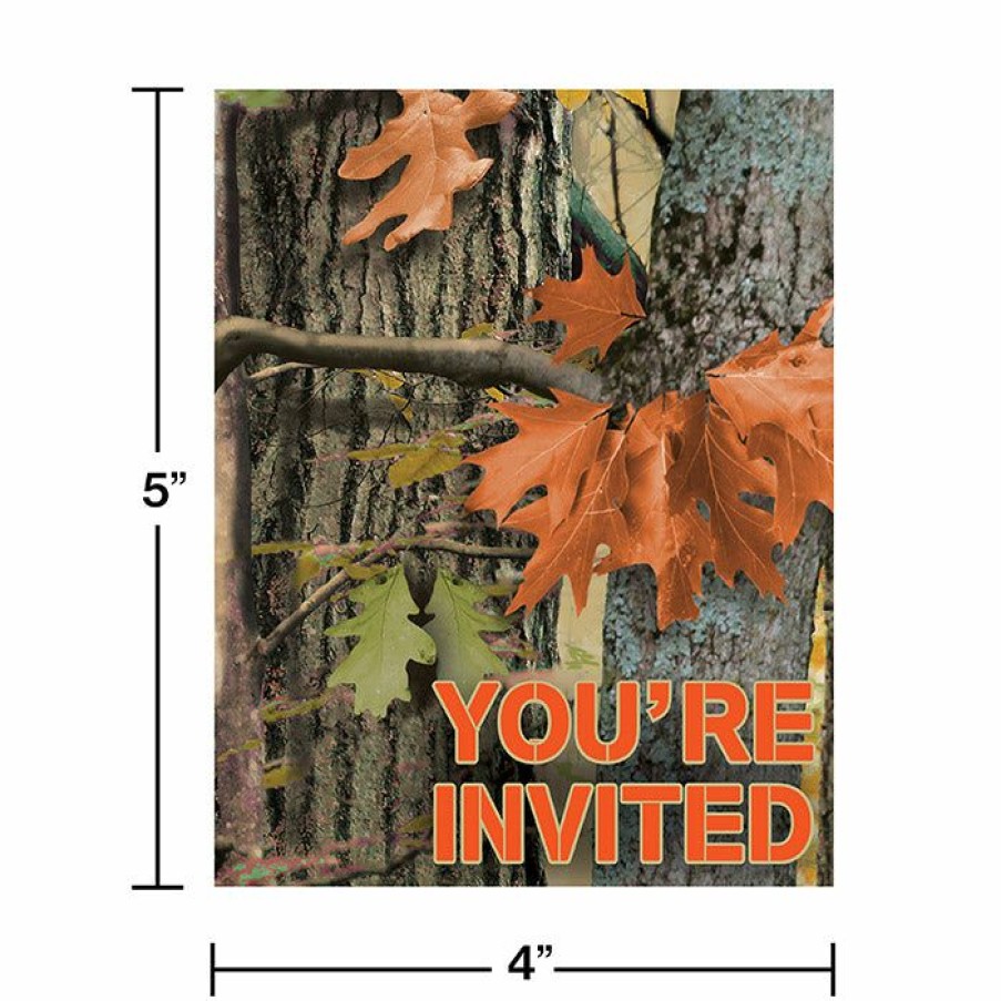 Birthdays * | Creative Converting Hunting Camo Birthday Party Invitation, Foldover (48/Case)