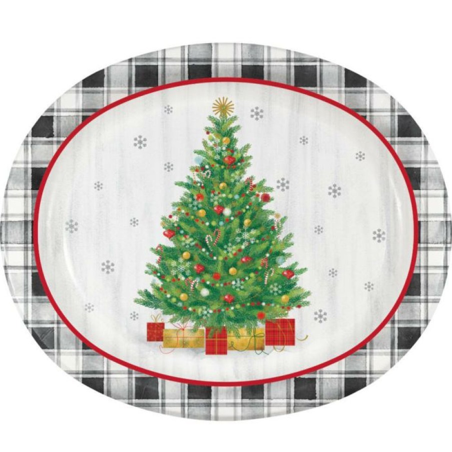 Holidays * | Creative Converting Holiday Tree Oval Platter, 8 Ct