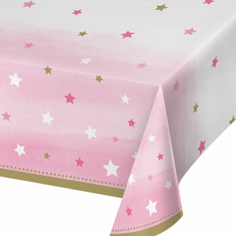 Birthdays * | Creative Converting 1St Birthday Party Themes One Little Star Girl Plastic Tablecover All Over Print, 54 X 102