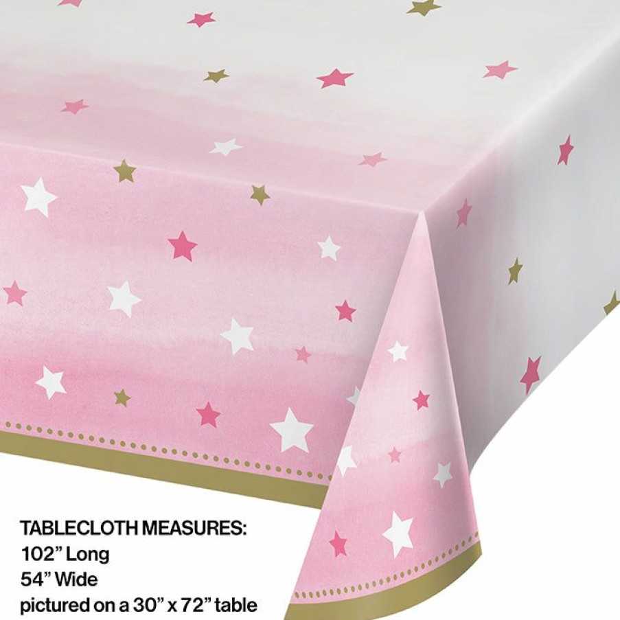 Birthdays * | Creative Converting 1St Birthday Party Themes One Little Star Girl Plastic Tablecover All Over Print, 54 X 102