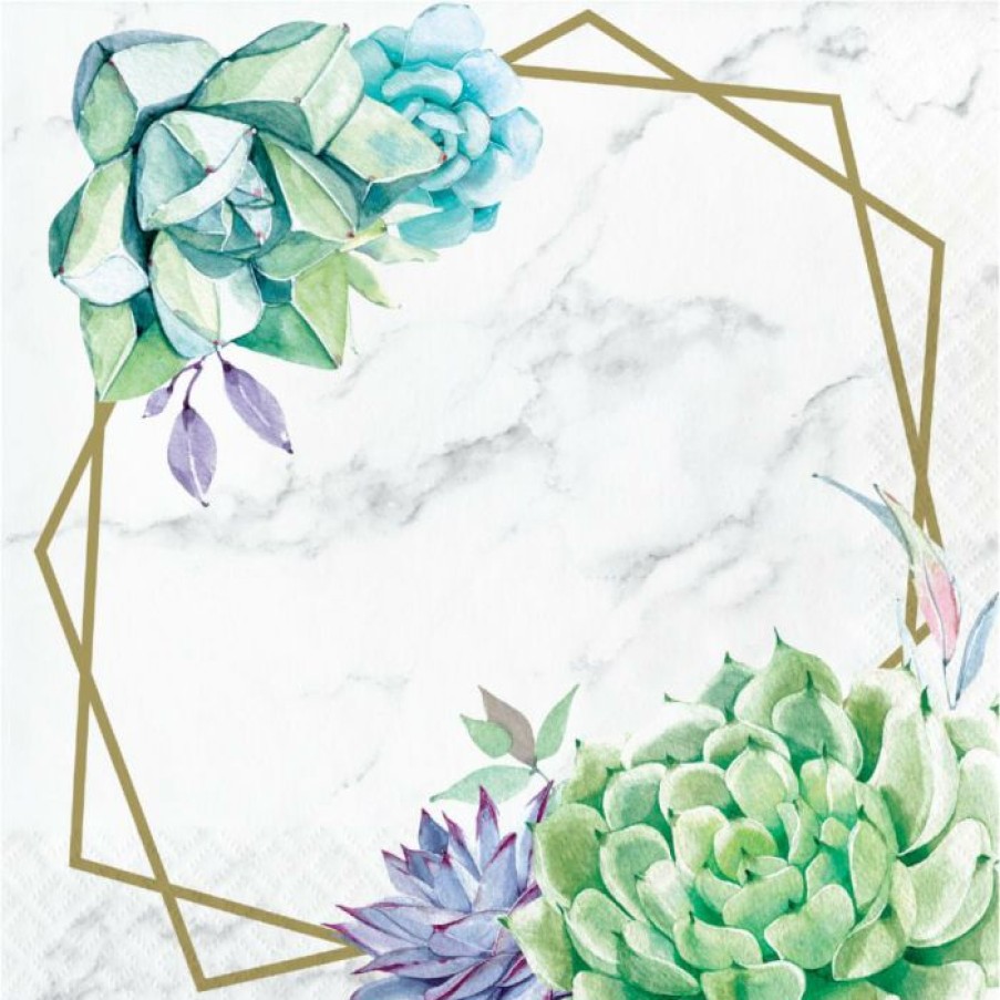 Themed Tableware * | Creative Converting Themed Tableware Geometric Succulents Luncheon Napkin (16/Pkg)