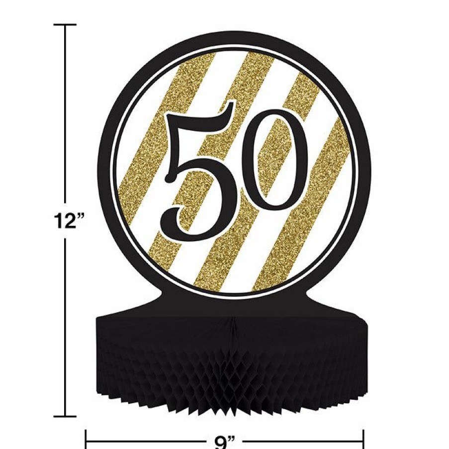 Birthdays * | Creative Converting Black And Gold 50Th Birthday Centerpiece Adult Birthday Party Themes