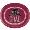 Graduation Party Supplies * | Creative Converting Graduation School Spirit Burgundy Red Oval Platters, 10 X 12 , 8 Ct