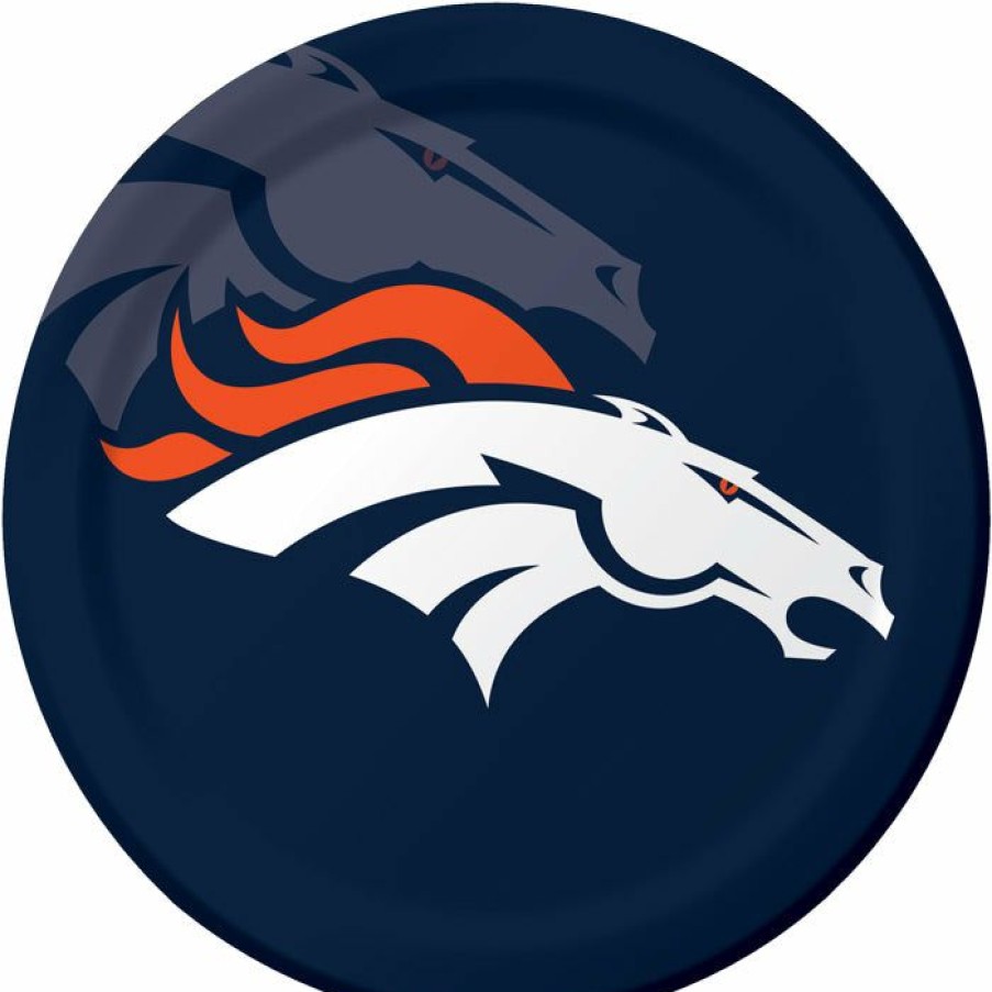 Sports * | Creative Converting Nfl And Football Party Supplies Denver Broncos Paper Plates, 8 Ct