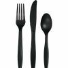 Solid Color Tableware * | Creative Converting Black Assorted Cutlery Set, 18 Ct Solid Color Tableware