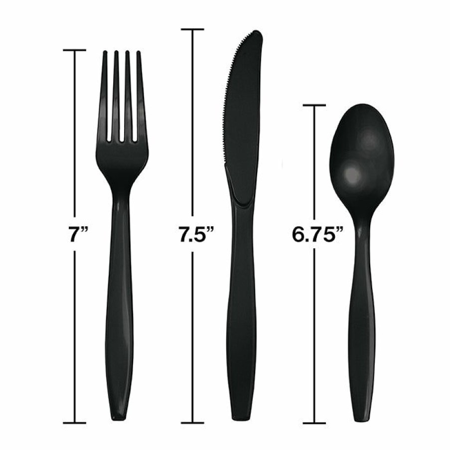 Solid Color Tableware * | Creative Converting Black Assorted Cutlery Set, 18 Ct Solid Color Tableware