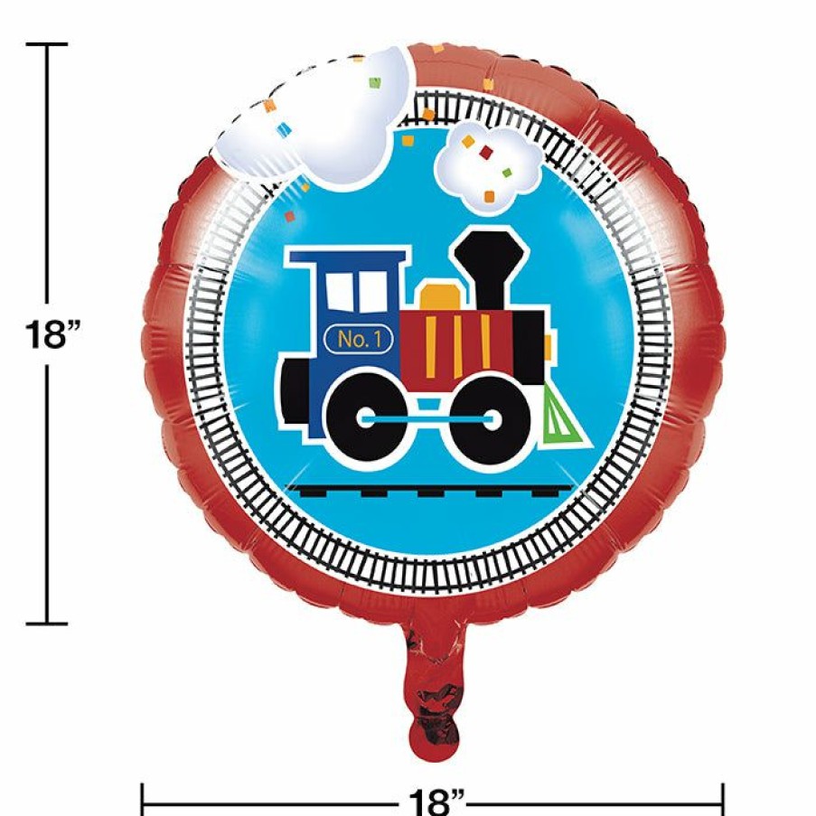 Birthdays * | Creative Converting 1St Birthday Party Themes All Aboard Metallic Balloon 18