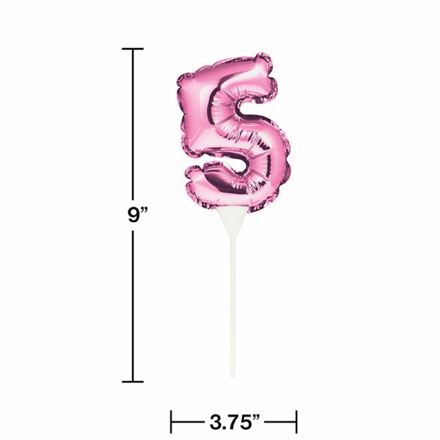 General Decorations * | Creative Converting Pink 5 Number Balloon Cake Topper (12/Case) General Decorations