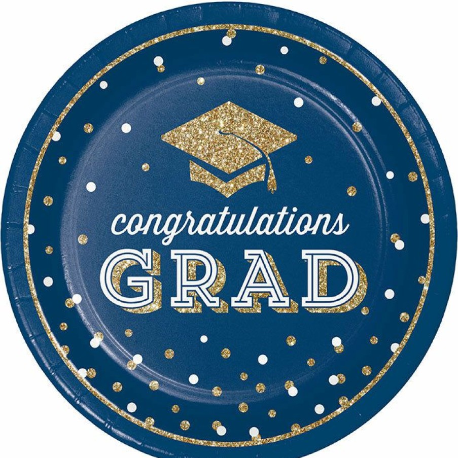 Graduation Party Supplies * | Creative Converting Graduation Party Supplies Glittering Grad Dinner Plate, Mid Count 18Ct