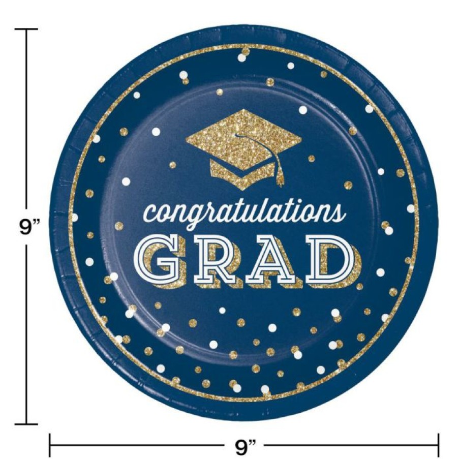 Graduation Party Supplies * | Creative Converting Graduation Party Supplies Glittering Grad Dinner Plate, Mid Count 18Ct