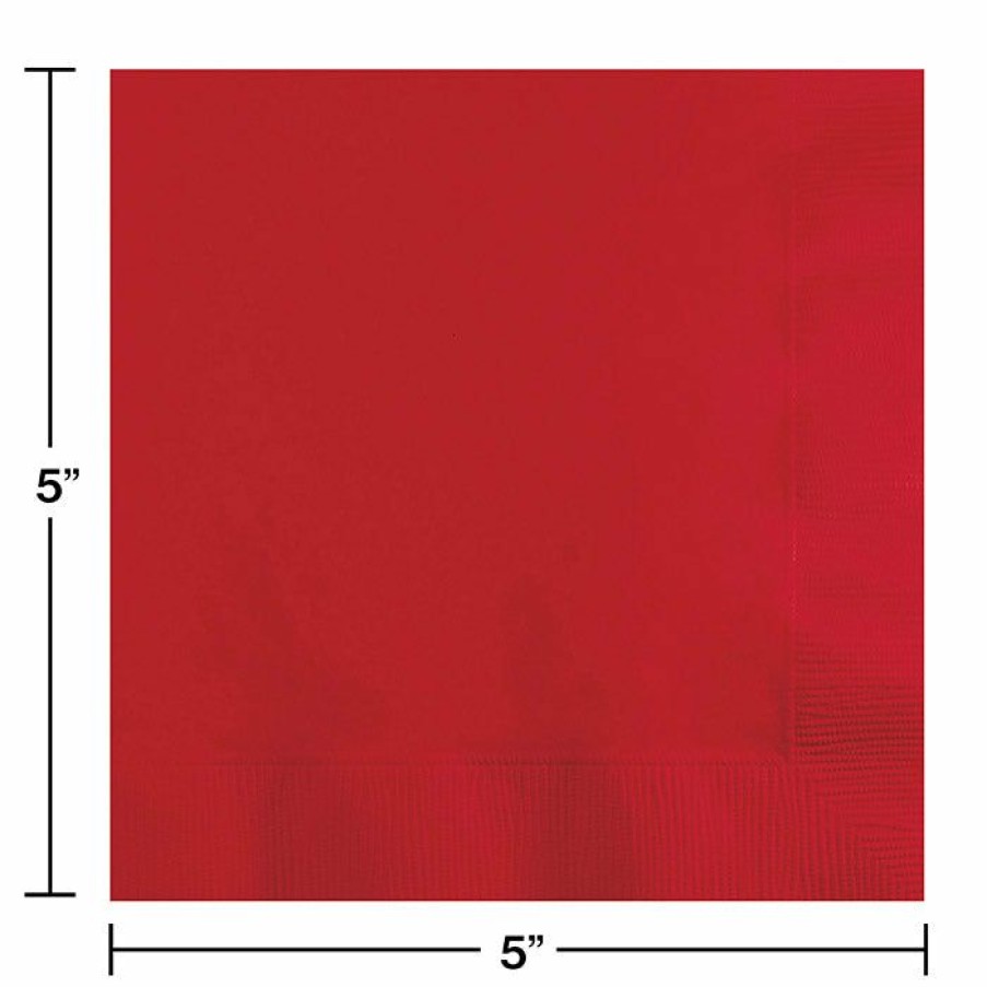 Solid Color Tableware * | Creative Converting Classic Red Beverage Napkin 2Ply, 50 Ct