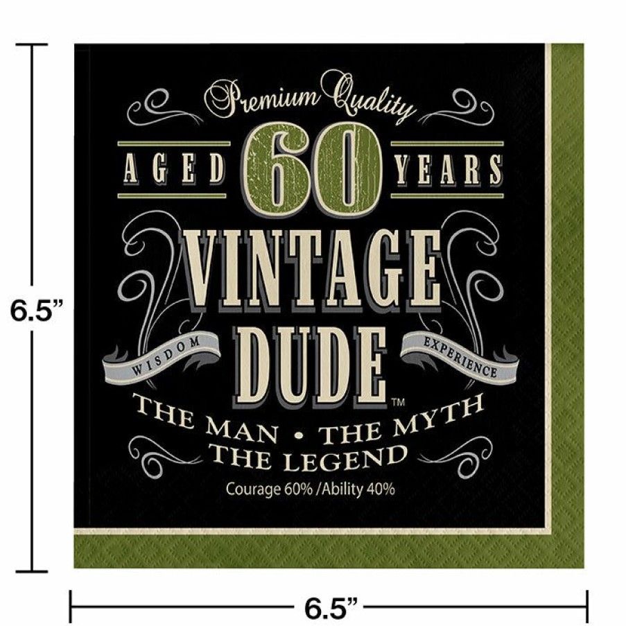 Birthdays * | Creative Converting Vintage Dude Luncheon Napkin, '60, 16 Ct