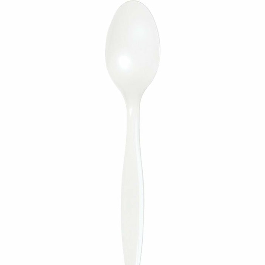 Solid Color Tableware * | Creative Converting White Premium Plastic Spoons, 50 Ct