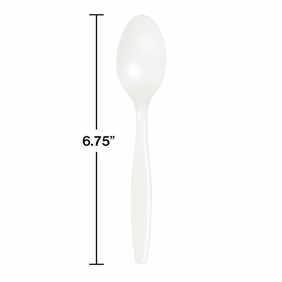 Solid Color Tableware * | Creative Converting White Premium Plastic Spoons, 50 Ct