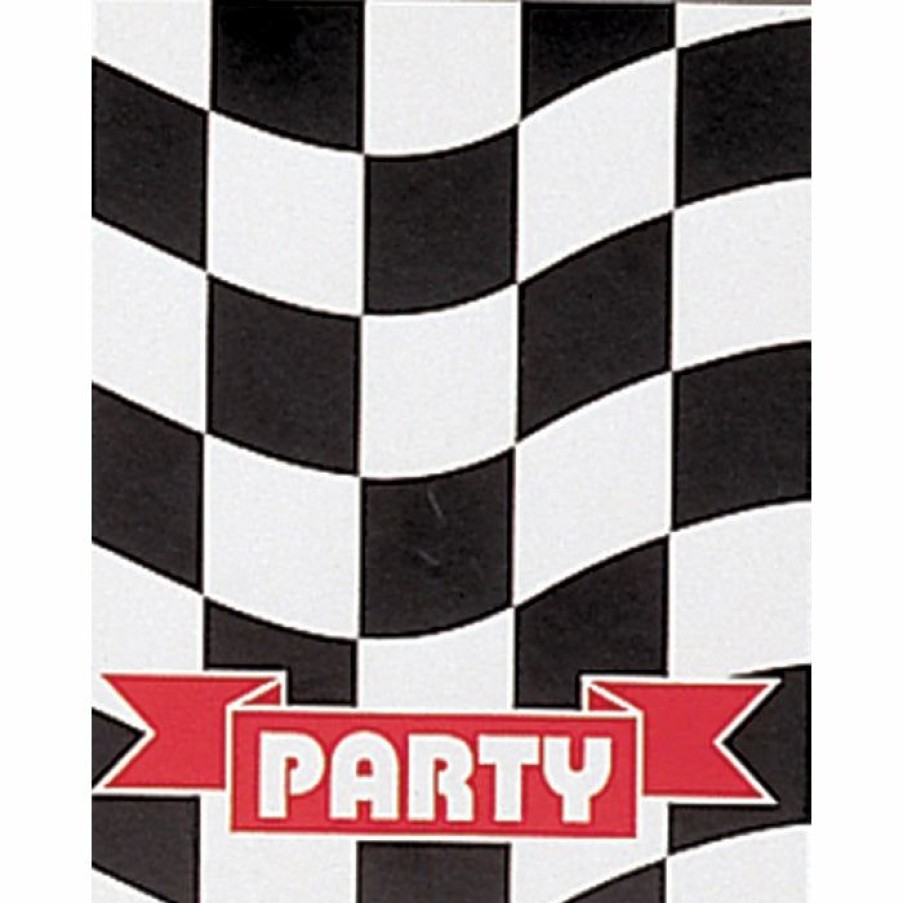 Sports * | Creative Converting Black And White Check-Invitation Fld, Party Supplies (48/Case) Racing Theme Party Decorations