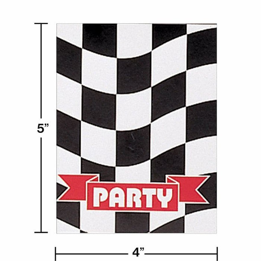 Sports * | Creative Converting Black And White Check-Invitation Fld, Party Supplies (48/Case) Racing Theme Party Decorations