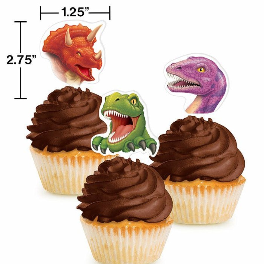 Birthdays * | Creative Converting Kids Birthday Party Themes Dinosaur Cupcake Topper, 12 Ct