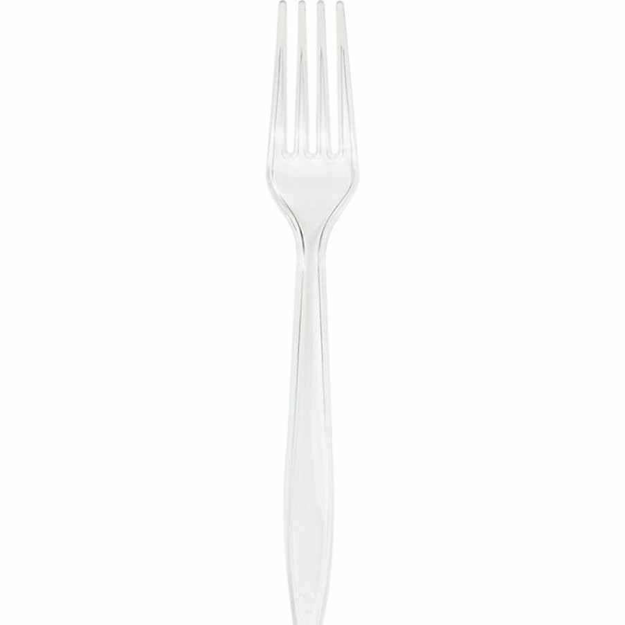 Solid Color Tableware * | Creative Converting Clear Plastic Forks, 24 Ct Solid Color Tableware