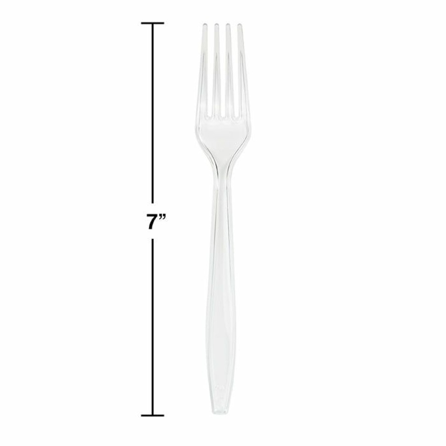 Solid Color Tableware * | Creative Converting Clear Plastic Forks, 24 Ct Solid Color Tableware