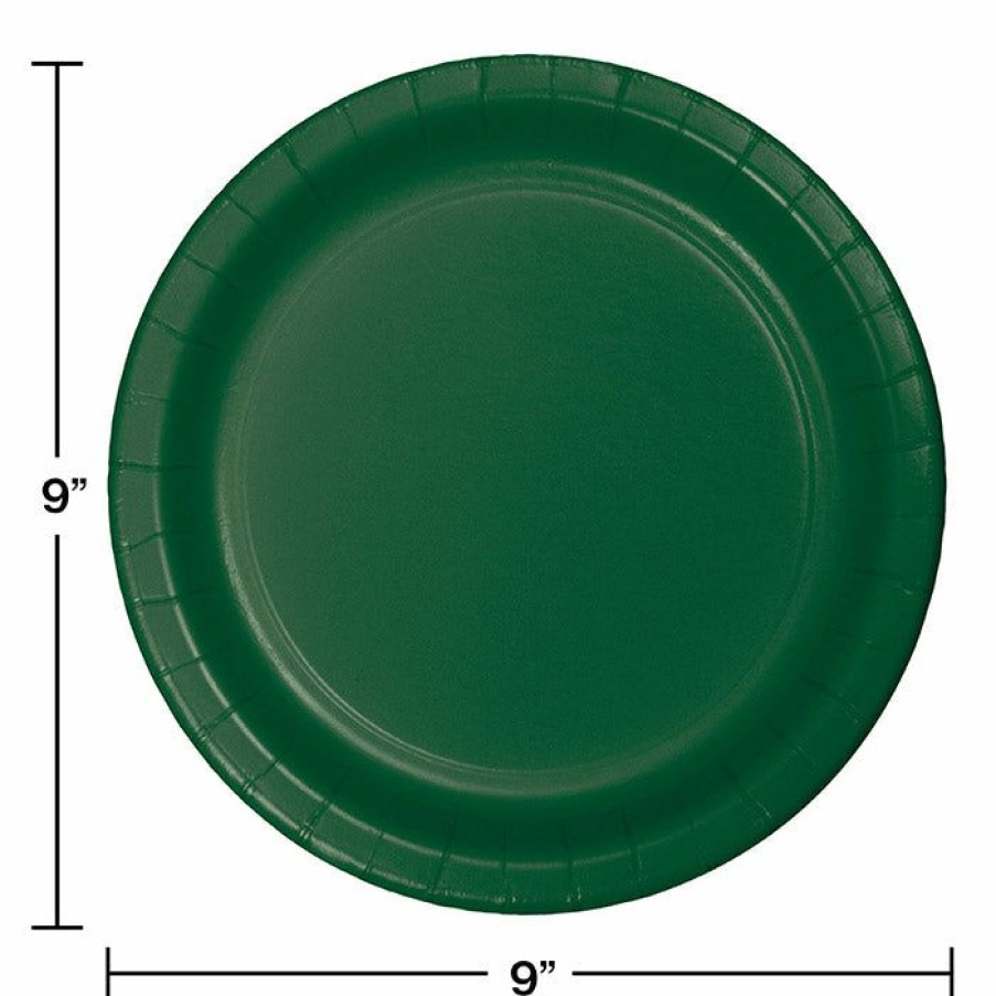 Solid Color Tableware * | Creative Converting Hunter Green Paper Plates, 24 Ct Solid Color Tableware