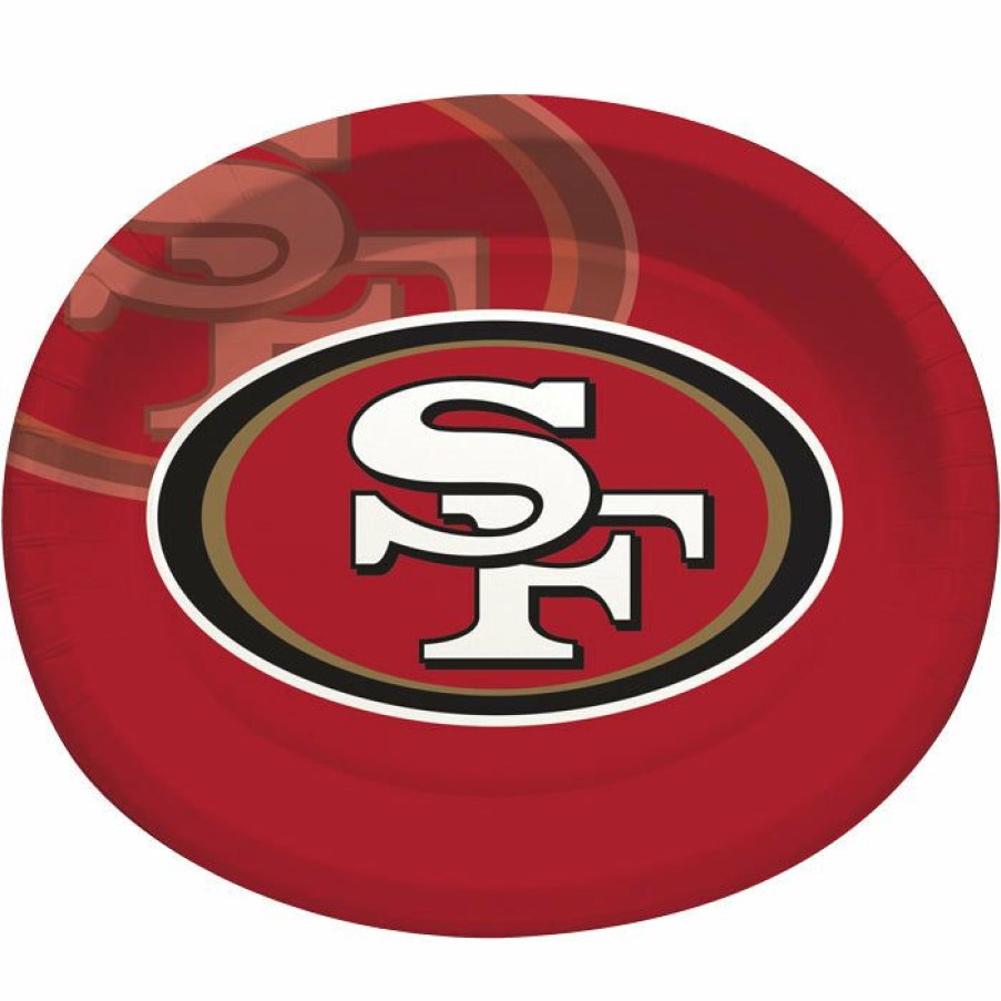 Sports * | Creative Converting Nfl And Football Party Supplies San Francisco 49Ers Oval Platter 10 X 12 , 8 Ct